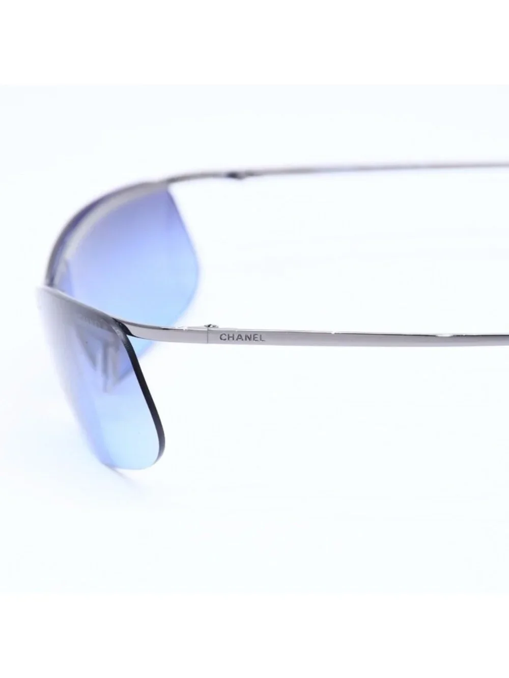 Chanel Half Rim Sunglasses Eyewear Blue Lens
